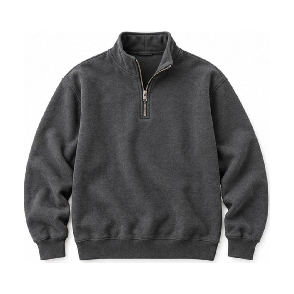 Quarter-Zip Fleece Pullover in Charcoal