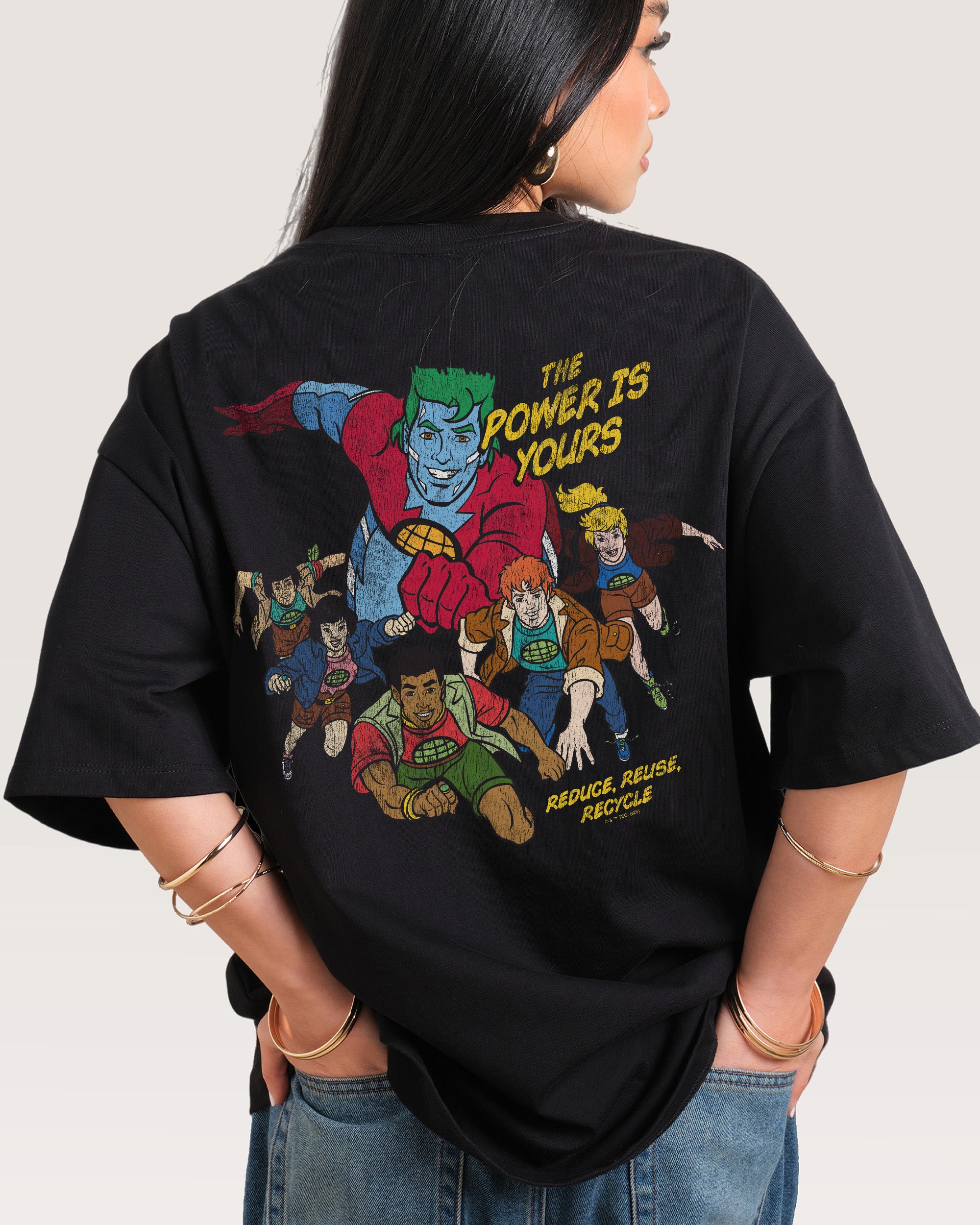 Captain Planet The Power Is Yours Oversized Graphic T-Shirt - Unisex 100% Combed Cotton