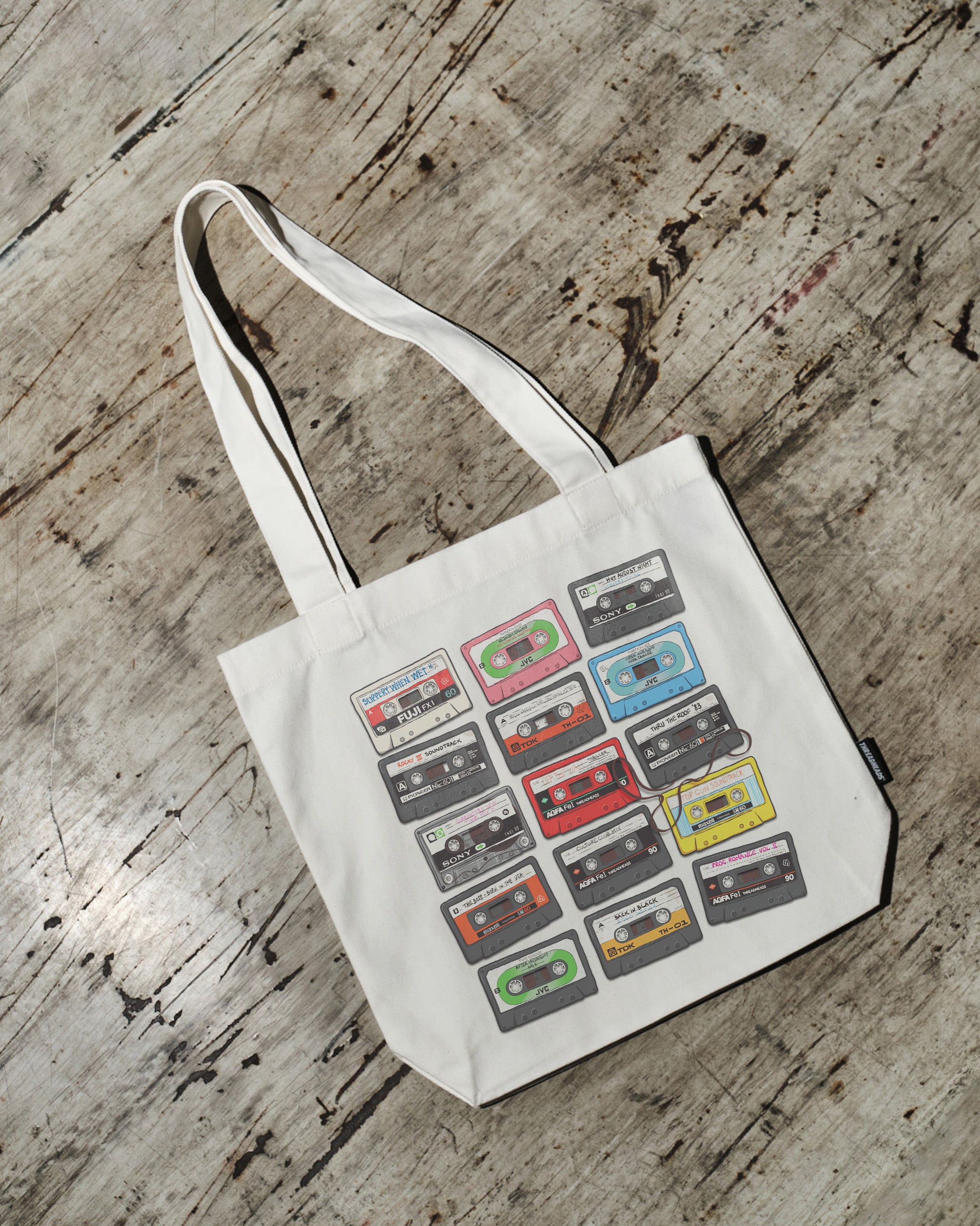 Cassette Tapes Tote Bag - 100% Cotton Canvas Premium Print Quality