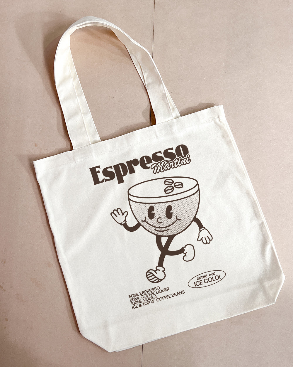 Espresso Martini Tote Bag - Premium 100% Cotton Canvas with Reinforced Straps