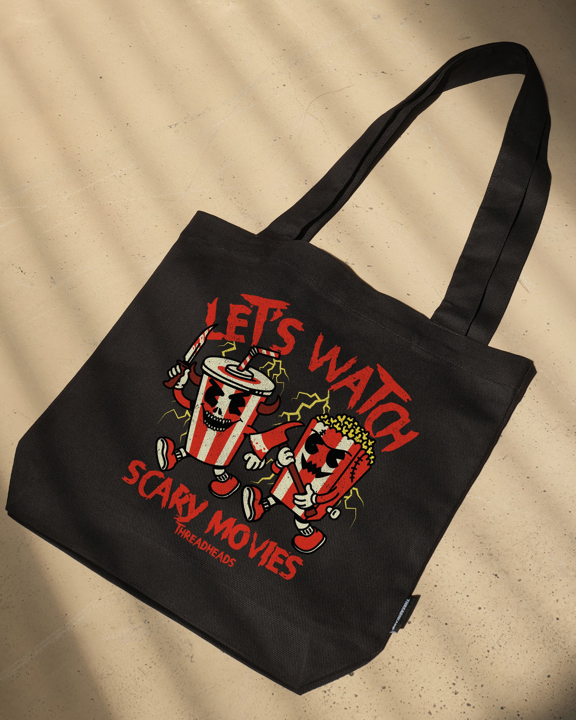 Let's Watch Scary Movies Tote Bag - Premium 100% Cotton Canvas