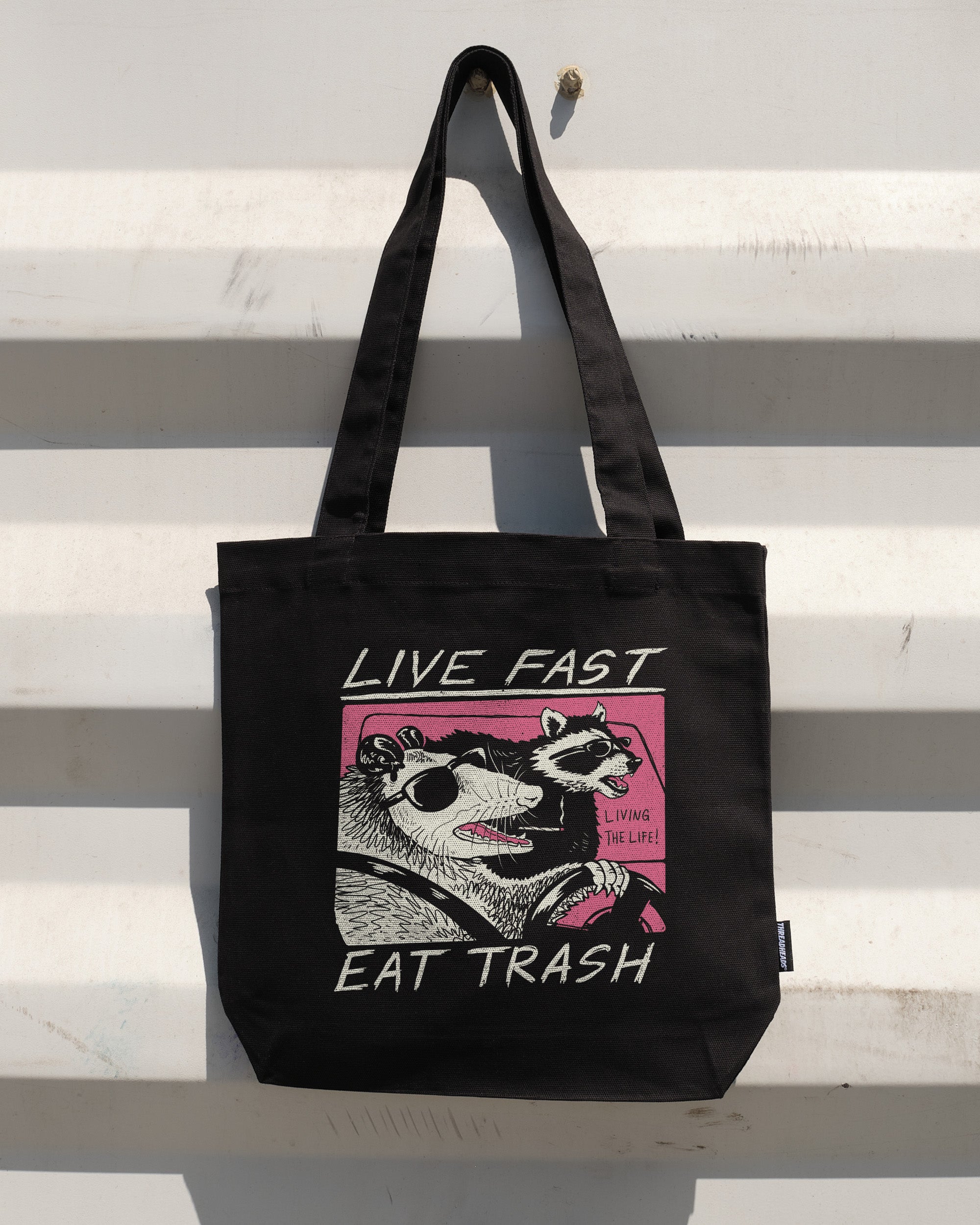 Live Fast Eat Trash Tote Bag - 100% Cotton Canvas Premium Print
