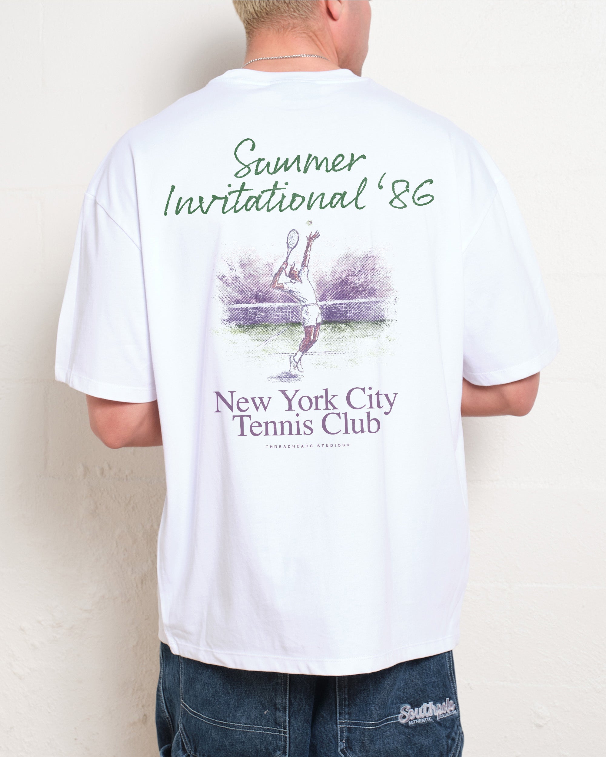 NYC Tennis Club Oversized Graphic Tee - Unisex 90s Boxy Fit 100% Combed Cotton