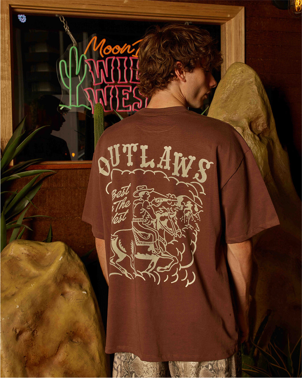 Outlaws Oversized Graphic Tee - Unisex 90s Boxy Fit 100% Combed Cotton