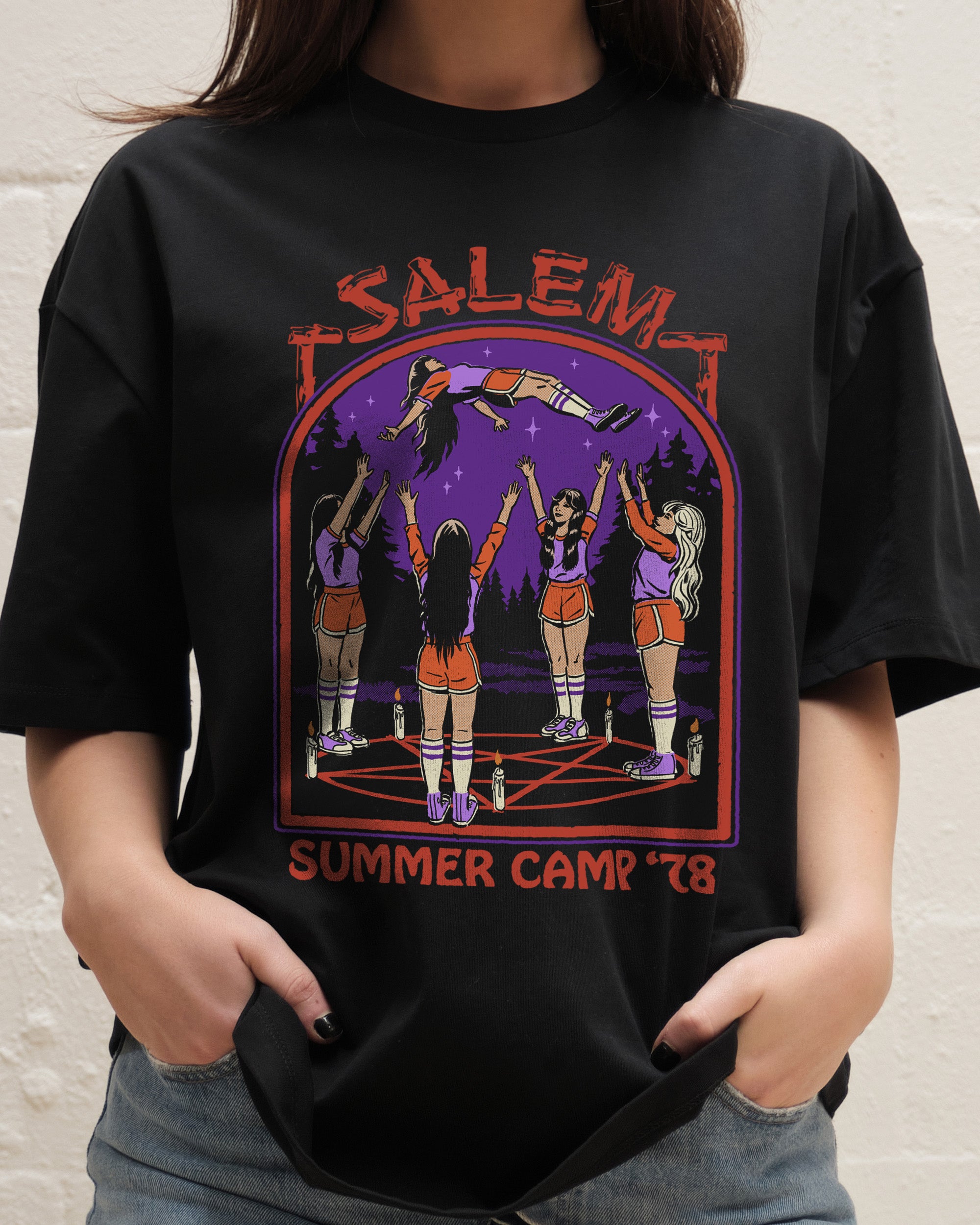 Salem Summer Camp Oversized Graphic Tee - Unisex 90s Boxy Fit 100% Combed Cotton