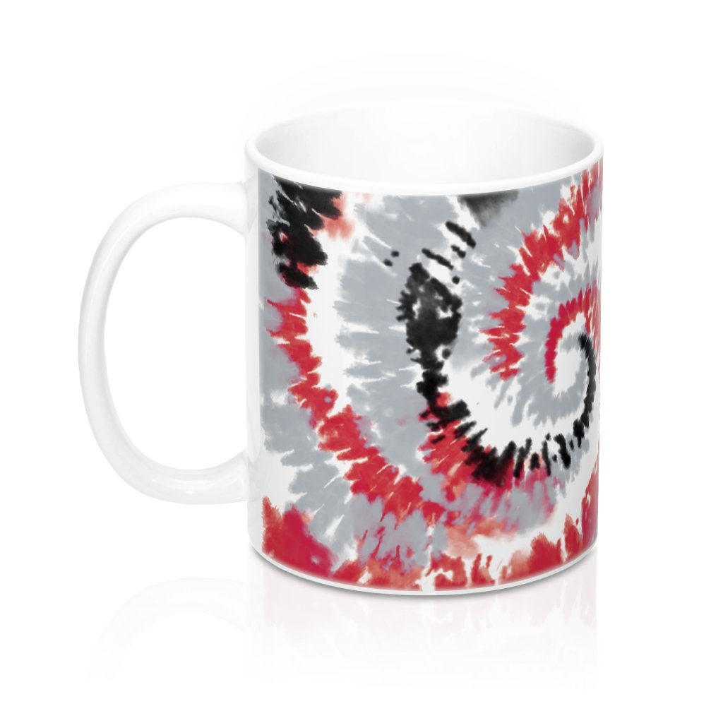 Silver, Red, & Black Tie Dye Coffee Mug