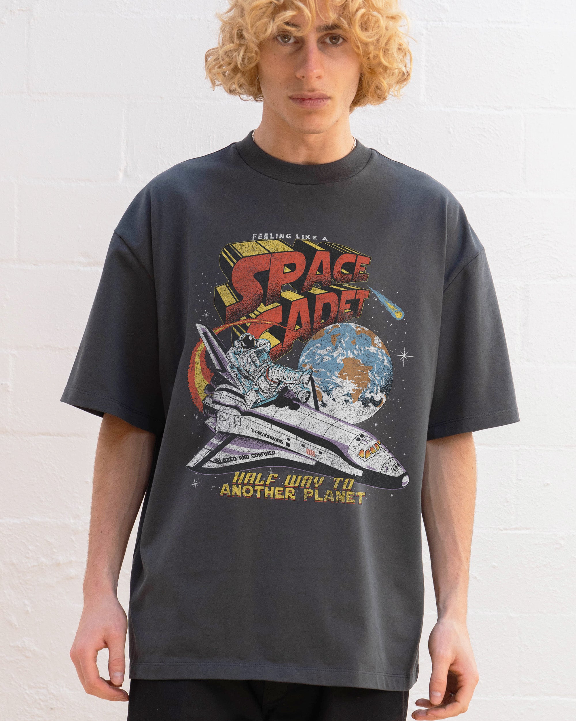 Space Cadet Oversized Tee - Threadheads 90s Graphic T-Shirt, Unisex Heavyweight Cotton