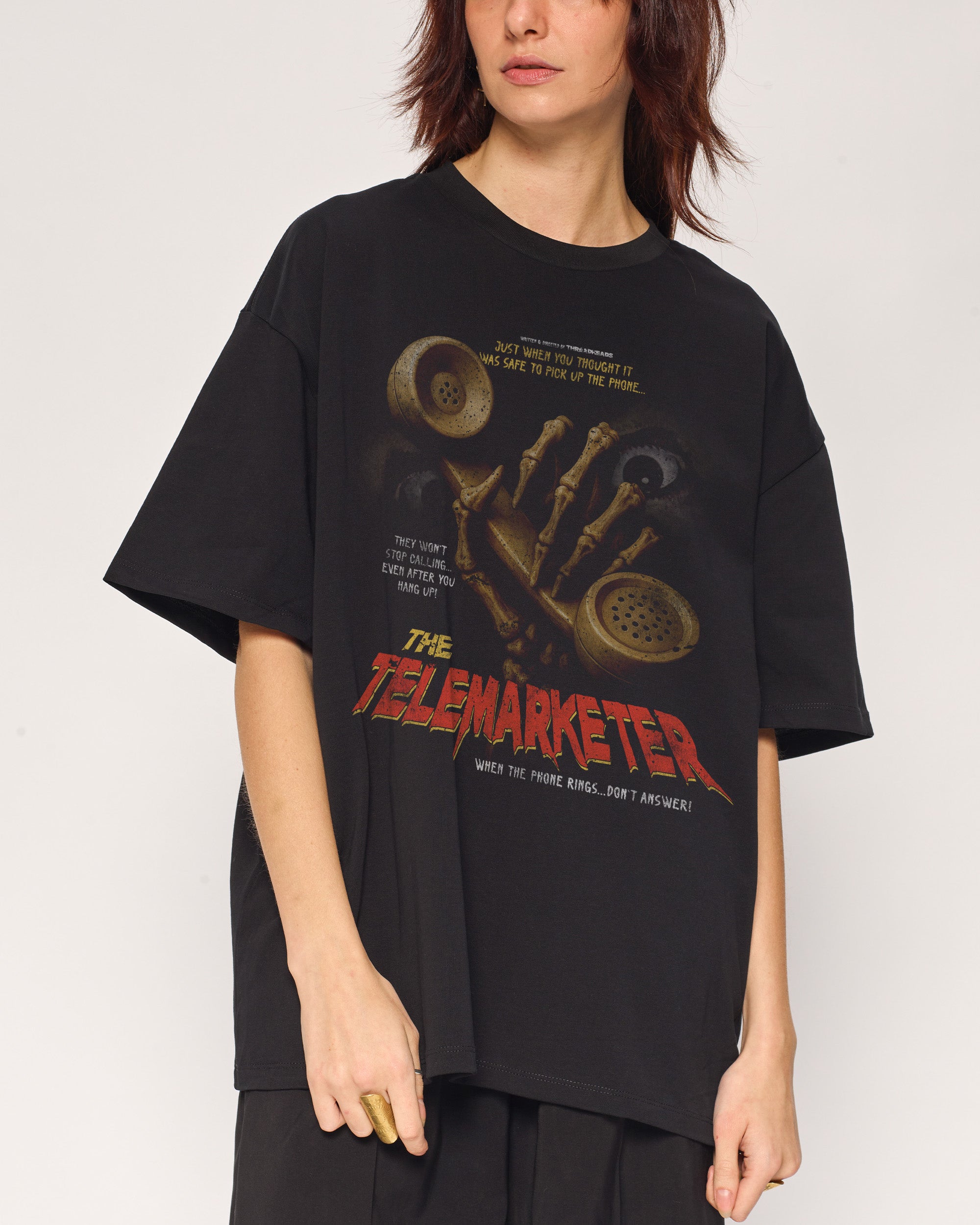 Telemarketer Oversized Graphic Tee - Threadheads 90s Boxy Fit Unisex Cotton T-Shirt