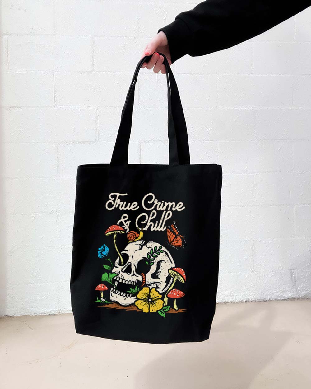 True Crime and Chill Tote Bag - Premium 100% Cotton Canvas